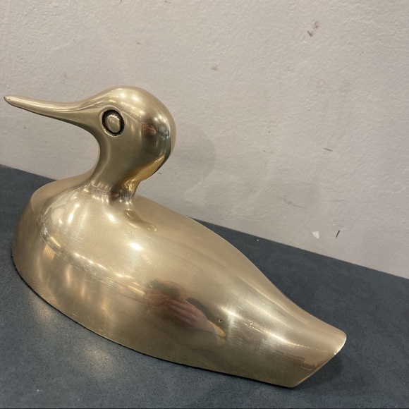 Vintage Brass Duck Drake 8.5”L sculpture MCM - Picture 1 of 12